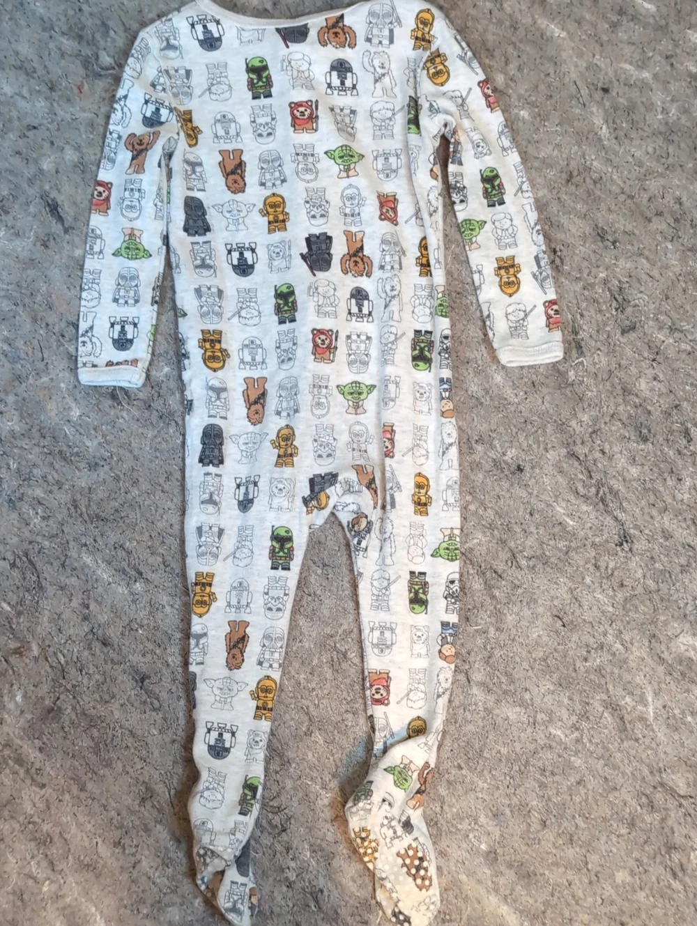 Star Wars White Footed One-Piece Pajamas with Multicolor Character Print 18 Mos